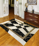 White -Black Gold Living Room Plush Soft Rug