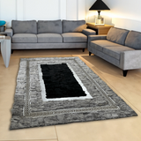 Gray Black Silver Sheepskin Area Rug