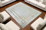 Geometric Plush White- Gold Area Faux Fur Rug