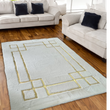 Geometric Plush White- Gold Area Faux Fur Rug