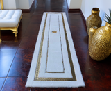 Corridor Faux Fur Fluffy Plush White Gold Designer Hallway Rug