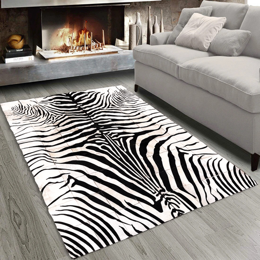 Zebra Print Real Cowhide Rug