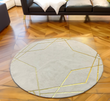 White Gold Round Plush Rug