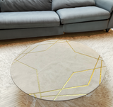 White Gold Round Plush Rug