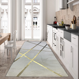 Hallway White Gold Runner Plush Rug