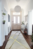 Hallway White Gold Runner Plush Rug