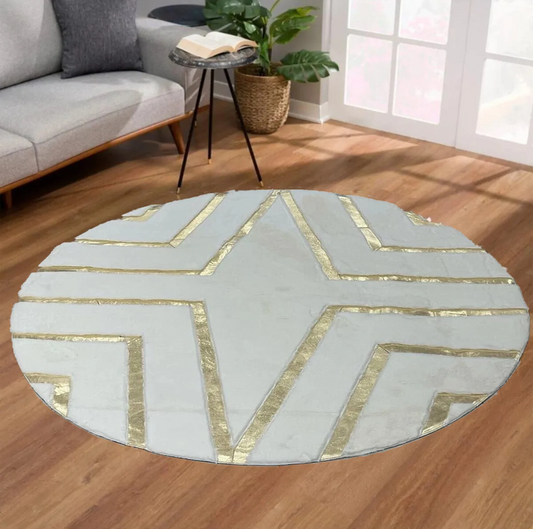 Round White Gold Pus Rug