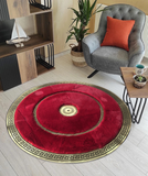 Round Red Gold Plush Rug