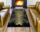 Luxury Black Gold Bedroom Plush Rug with Zebra pattern