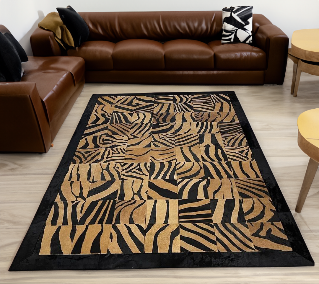 Zebra Pattern Genuine Cowhide Rug