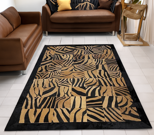 Zebra Pattern Genuine Cowhide Rug