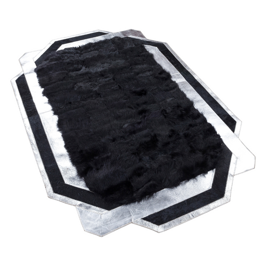 Black Silver Soft Sheepskin Rug