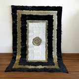 Luxury Soft Black White Gold Sheepskin Area Rug