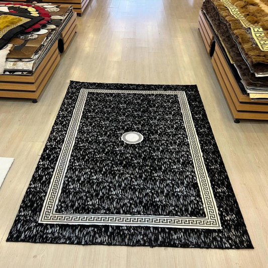 Black Silver Plush Rug