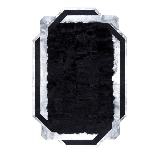 Black Silver Soft Sheepskin Rug