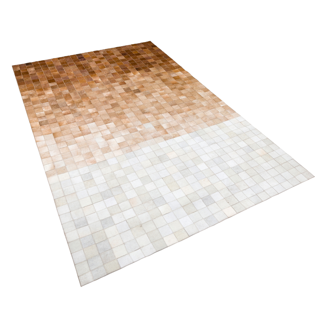 White Brown Real Cowhide Rug