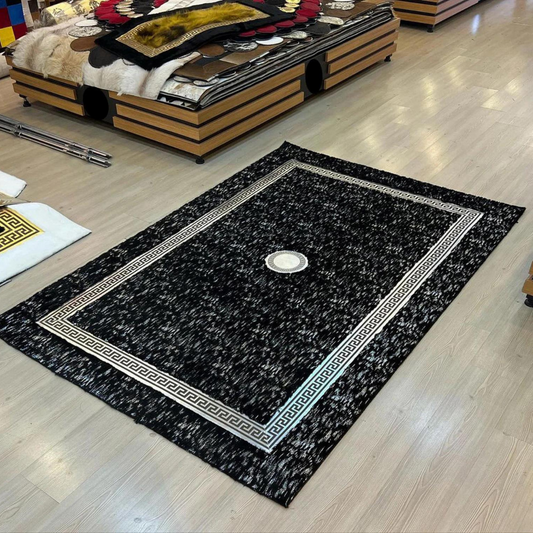 Black Silver Plush Rug