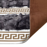 Black Gold White Sheepskin Fluffy Rug