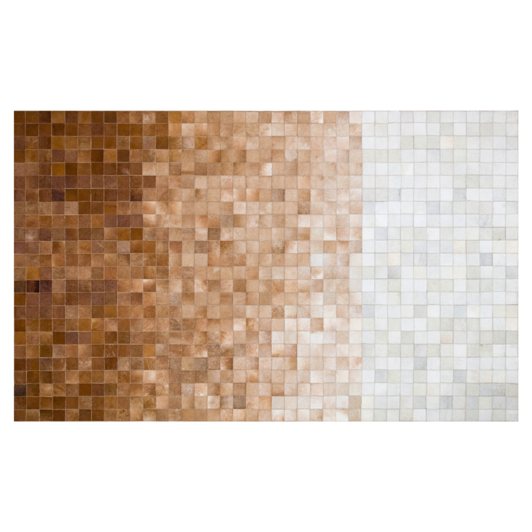 White Brown Real Cowhide Rug