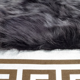 Black Gold White Sheepskin Fluffy Rug