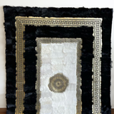 Luxury Soft Black White Gold Sheepskin Area Rug