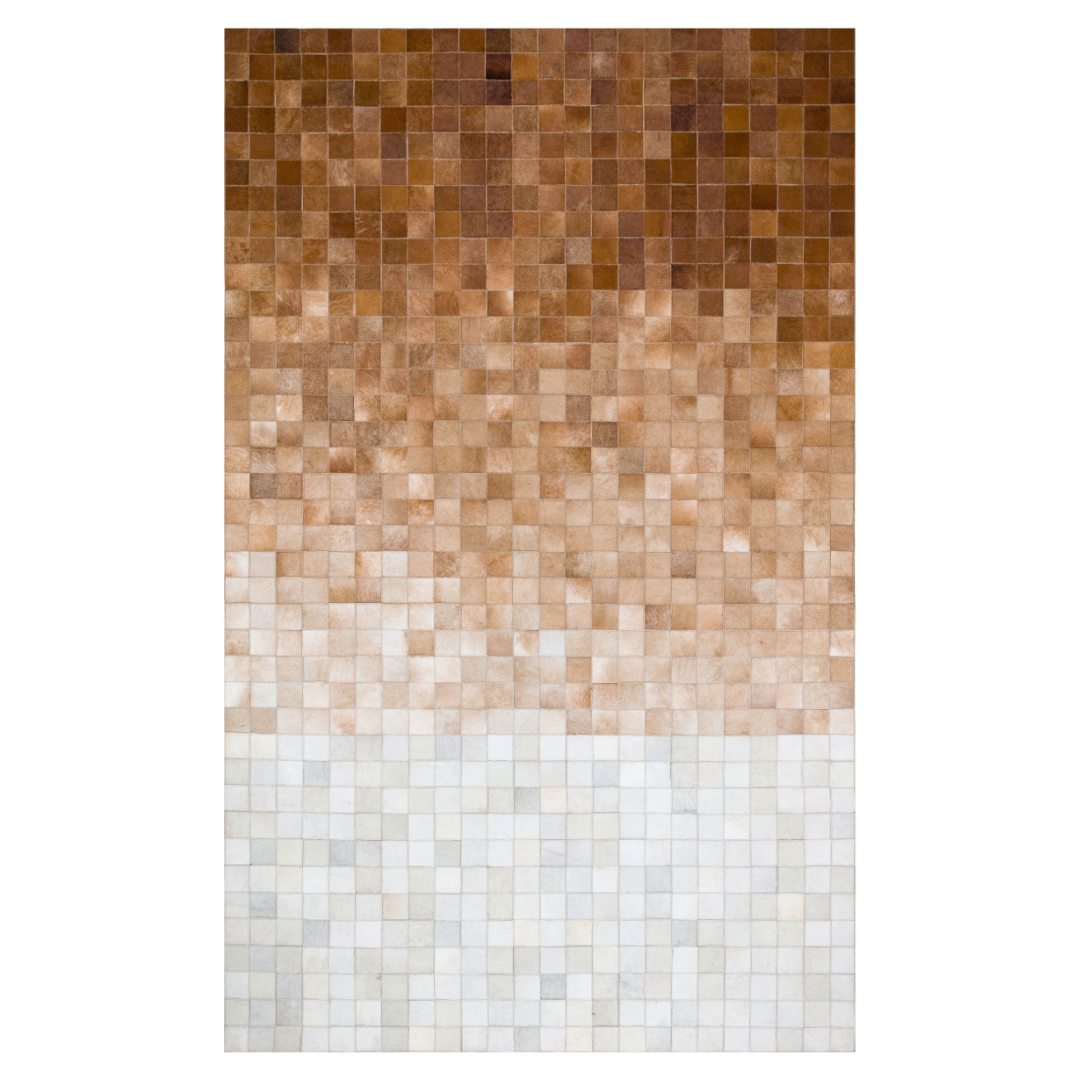 White Brown Real Cowhide Rug