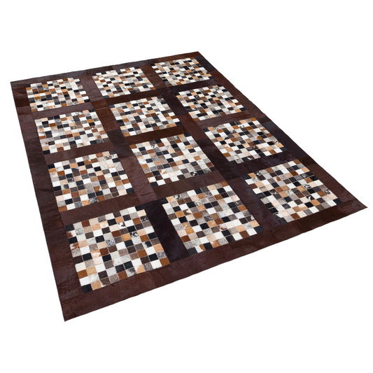 Square Cowhide Patchwork Rug