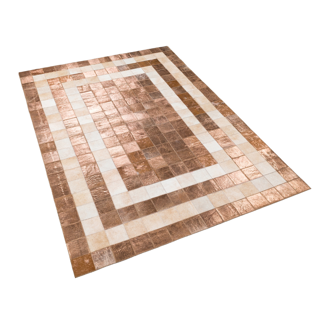 Copper Cowhide Leather Rug