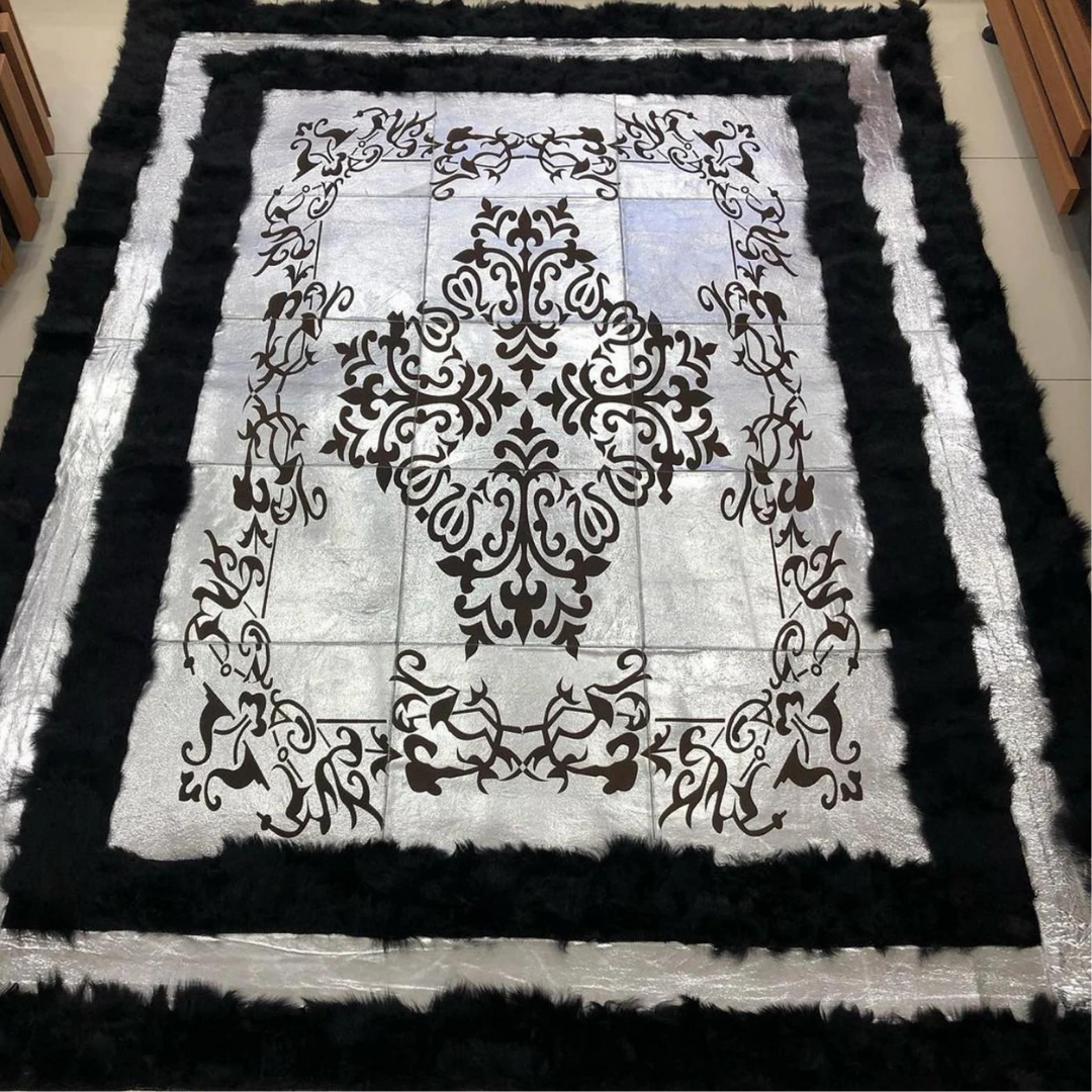 Luxury Black Silver Soft Sheepskin Rug