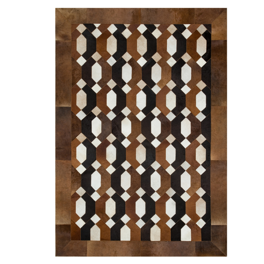 Patchwork Geometric Natural Cowhide Rug