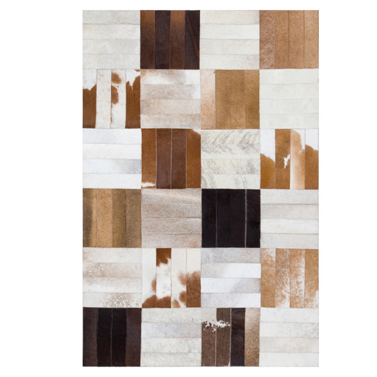 Real Cowhide Tricolor Square Rug