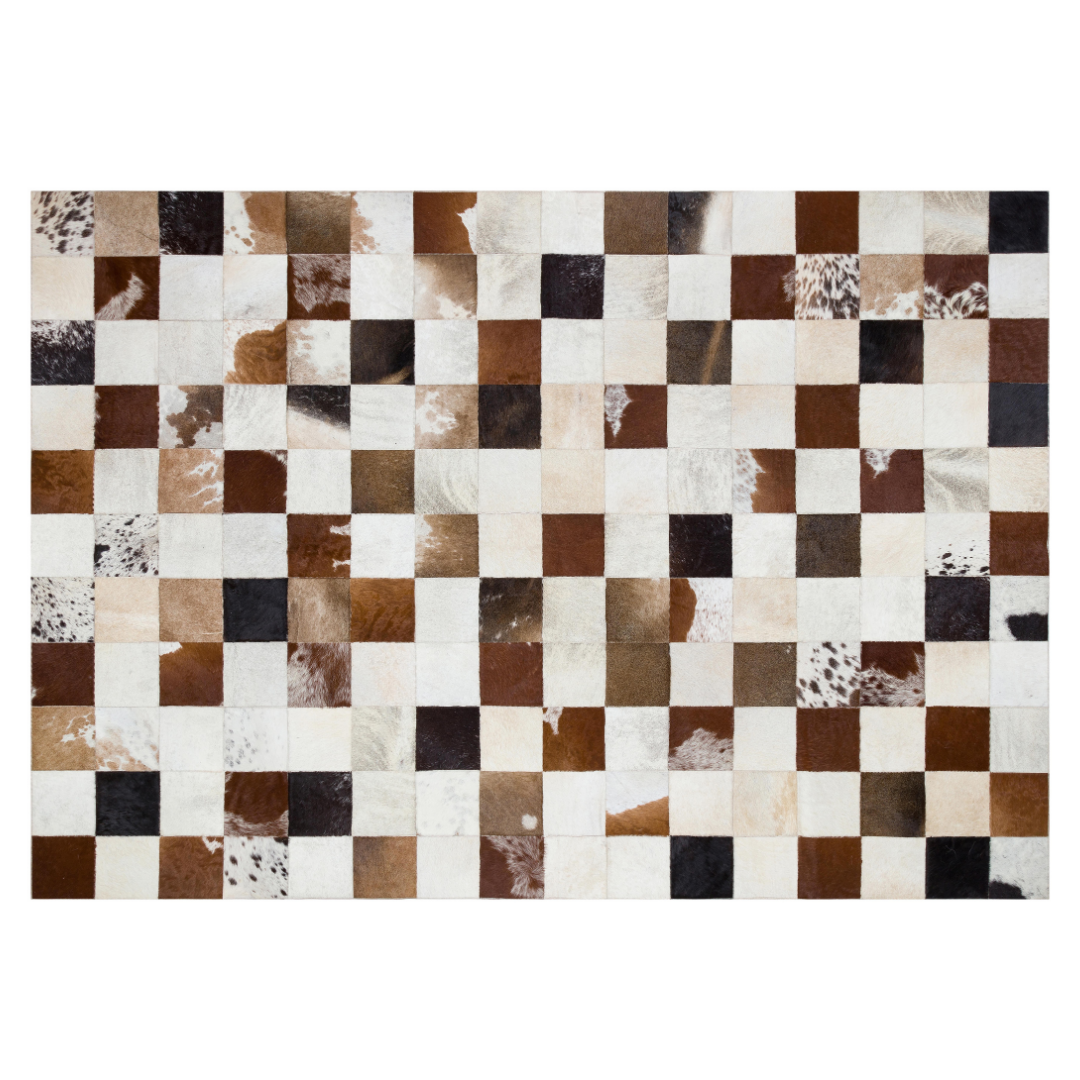 Tricolor Real Cowhide Square Rug