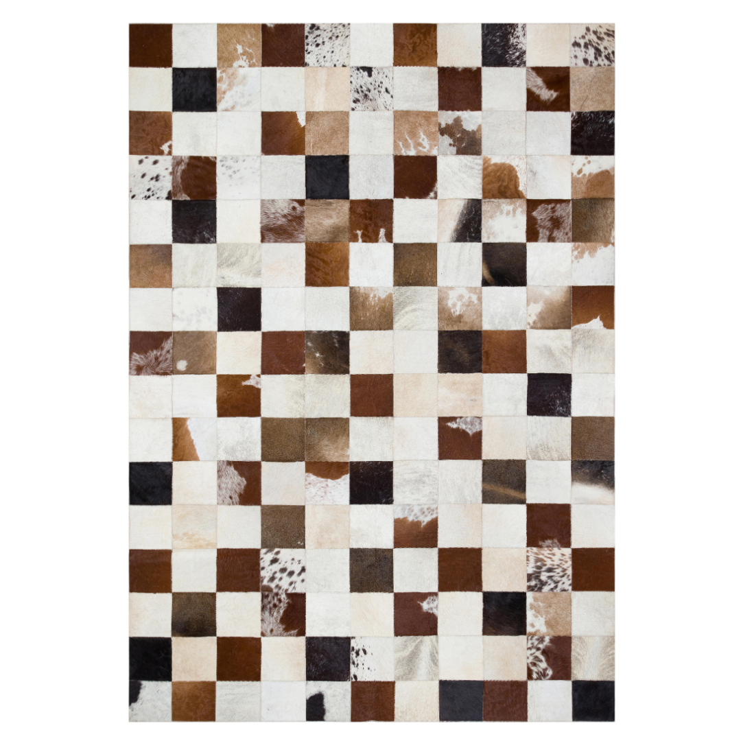 Tricolor Real Cowhide Square Rug