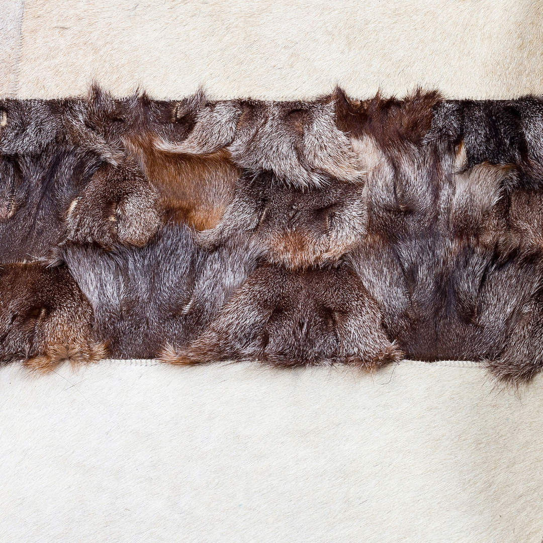 Fox Fur and Cowhide Rug