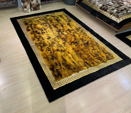 Yellow Gold Fox Fur Area Rug