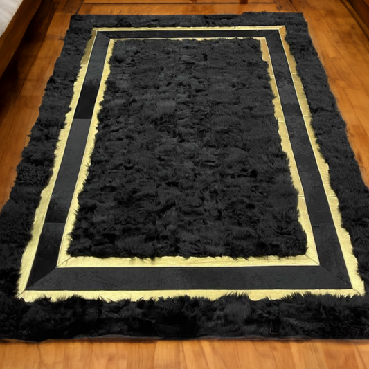 Sheepskin Black Bedroom Rug