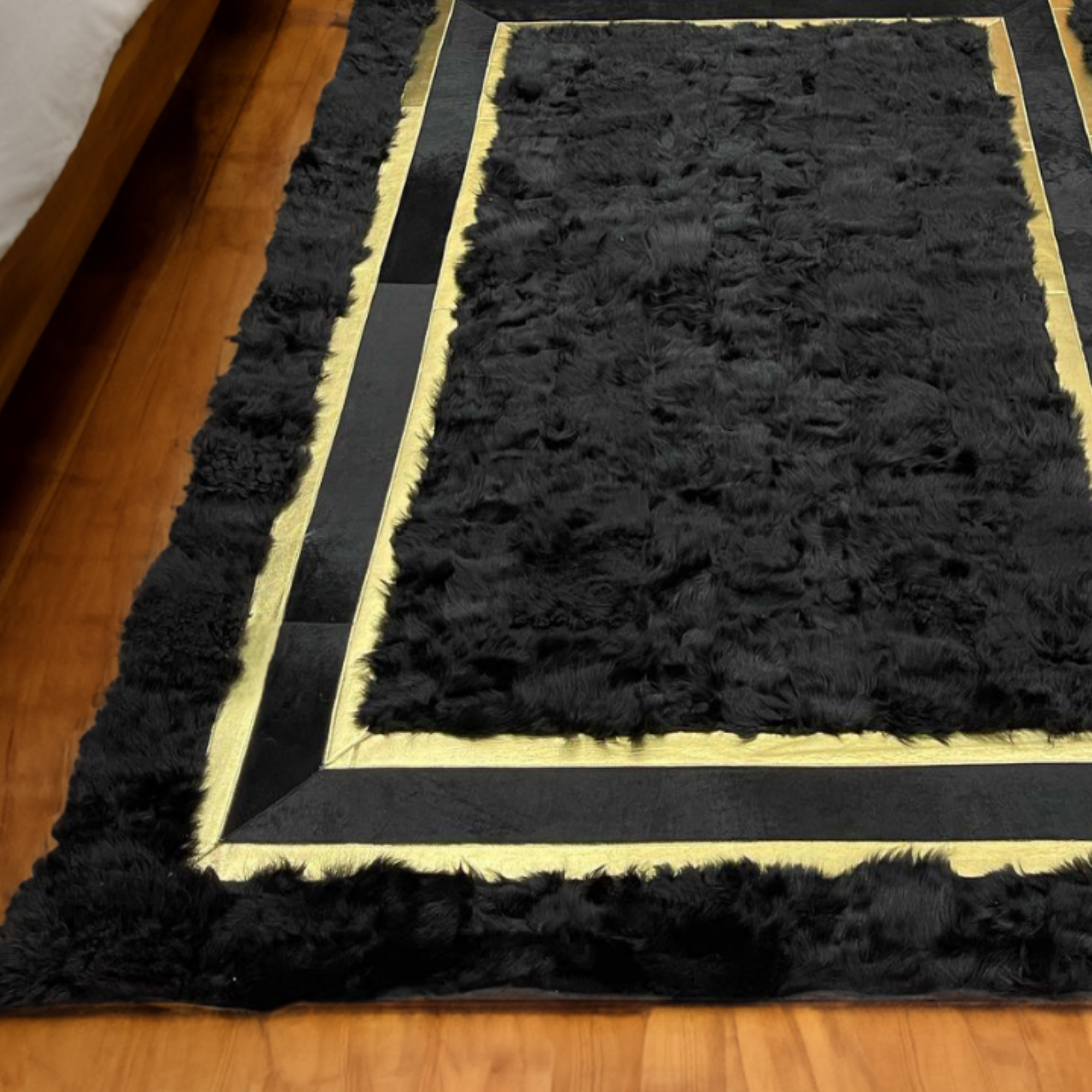 Sheepskin Black Bedroom Rug