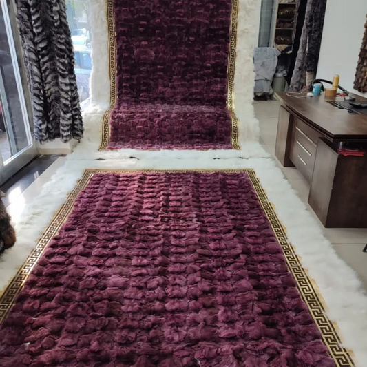 Purple and White Fox Fur Rug