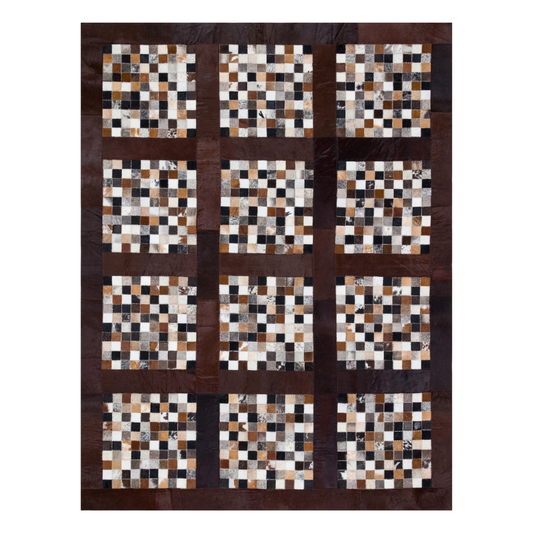 Square Cowhide Patchwork Rug