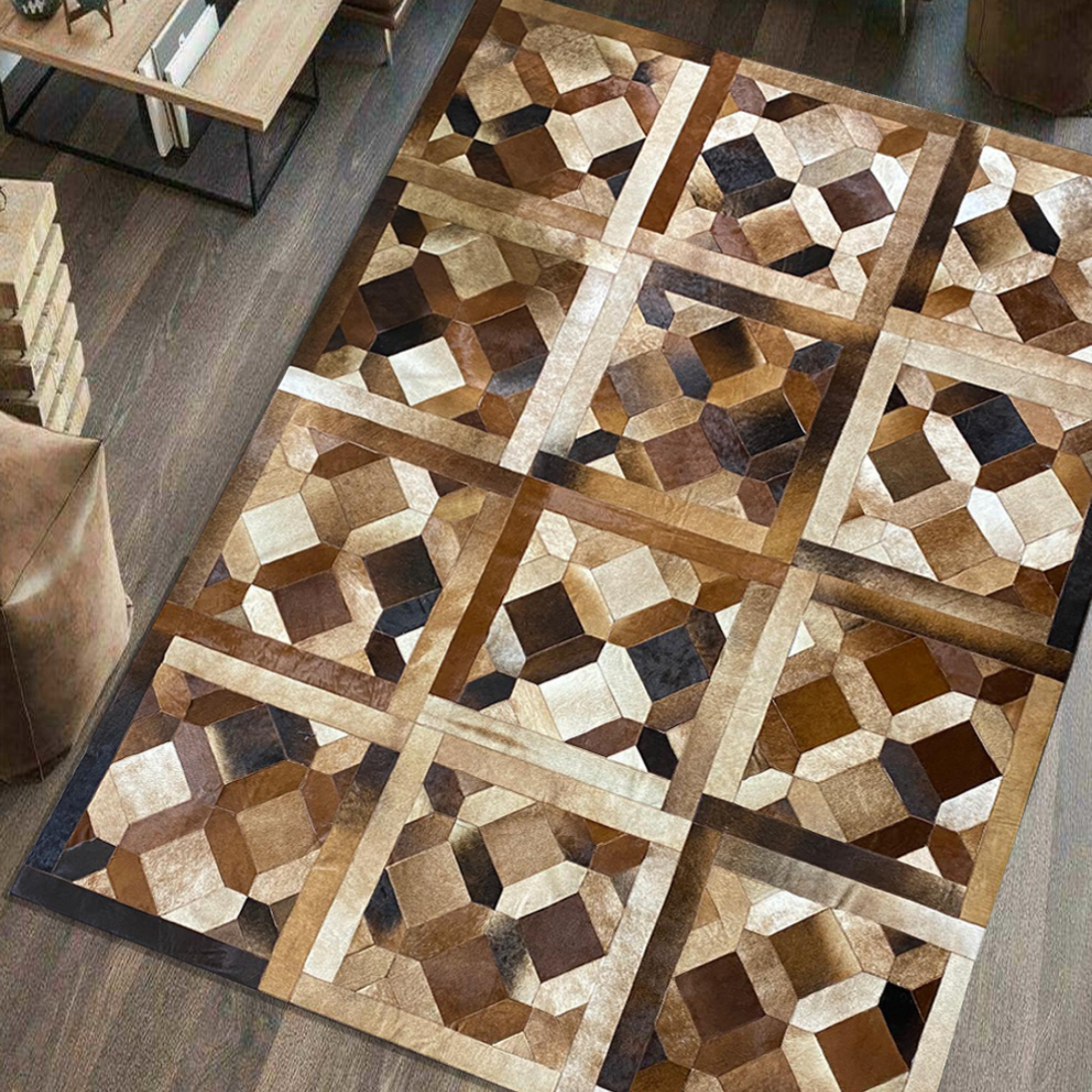 Geometric Cowhide Rug