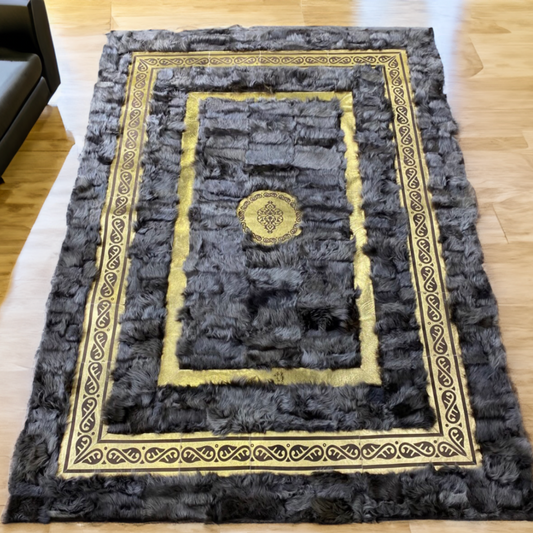 Gray Gold Sheepskin Area Rug