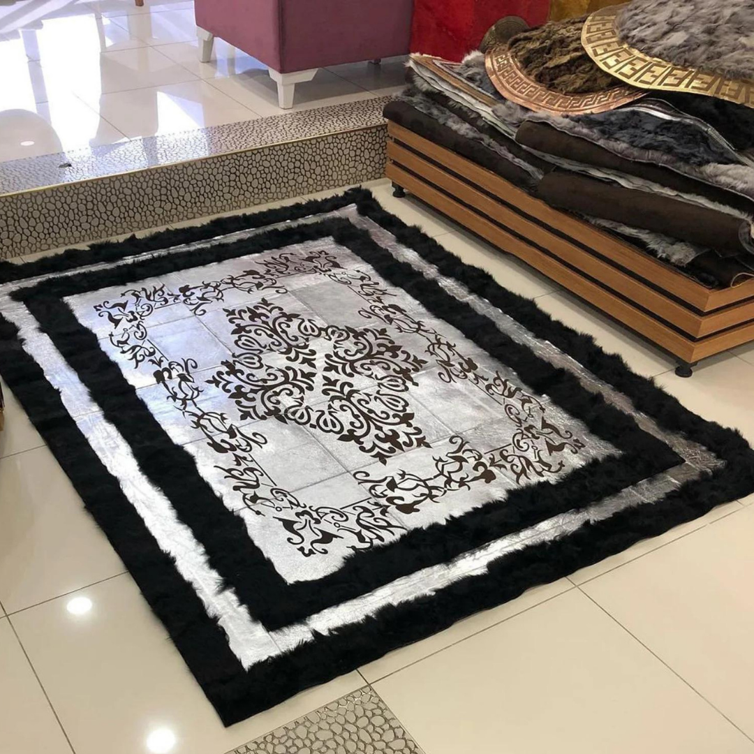 Luxury Black Silver Soft Sheepskin Rug