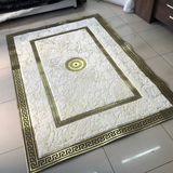 White Gold Living Room Plush Soft Rug