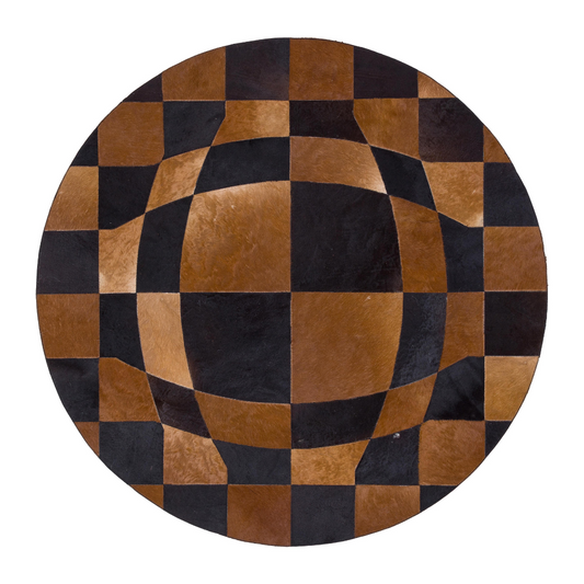 Brown Round Cowhide Rug