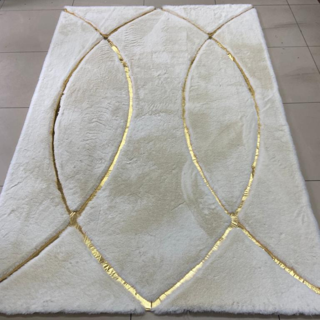White Gold Gold Plush Area Rug