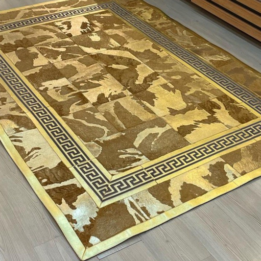 Gold Cowhide Square Rug