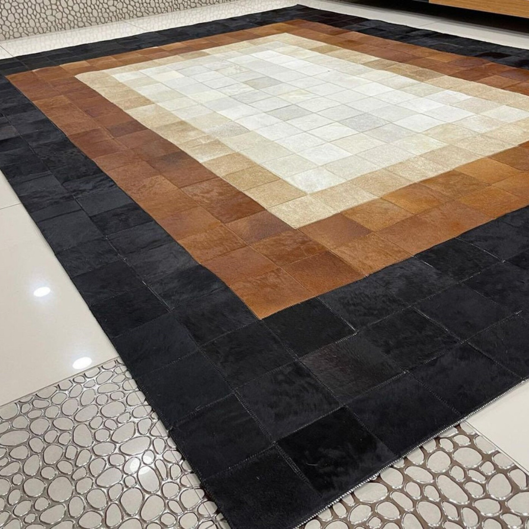 Patchwork Cowhide Living Room Rug
