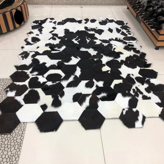 Black White Unique Cowhide Rug