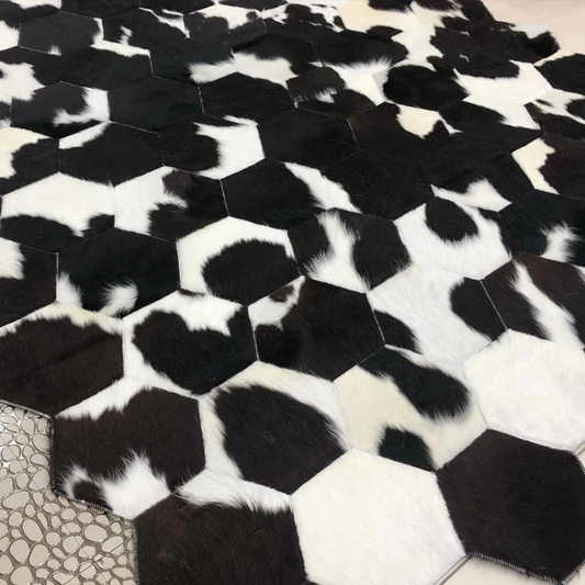 Black White Unique Cowhide Rug