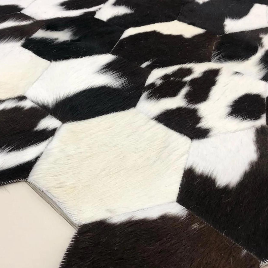 Black White Unique Cowhide Rug
